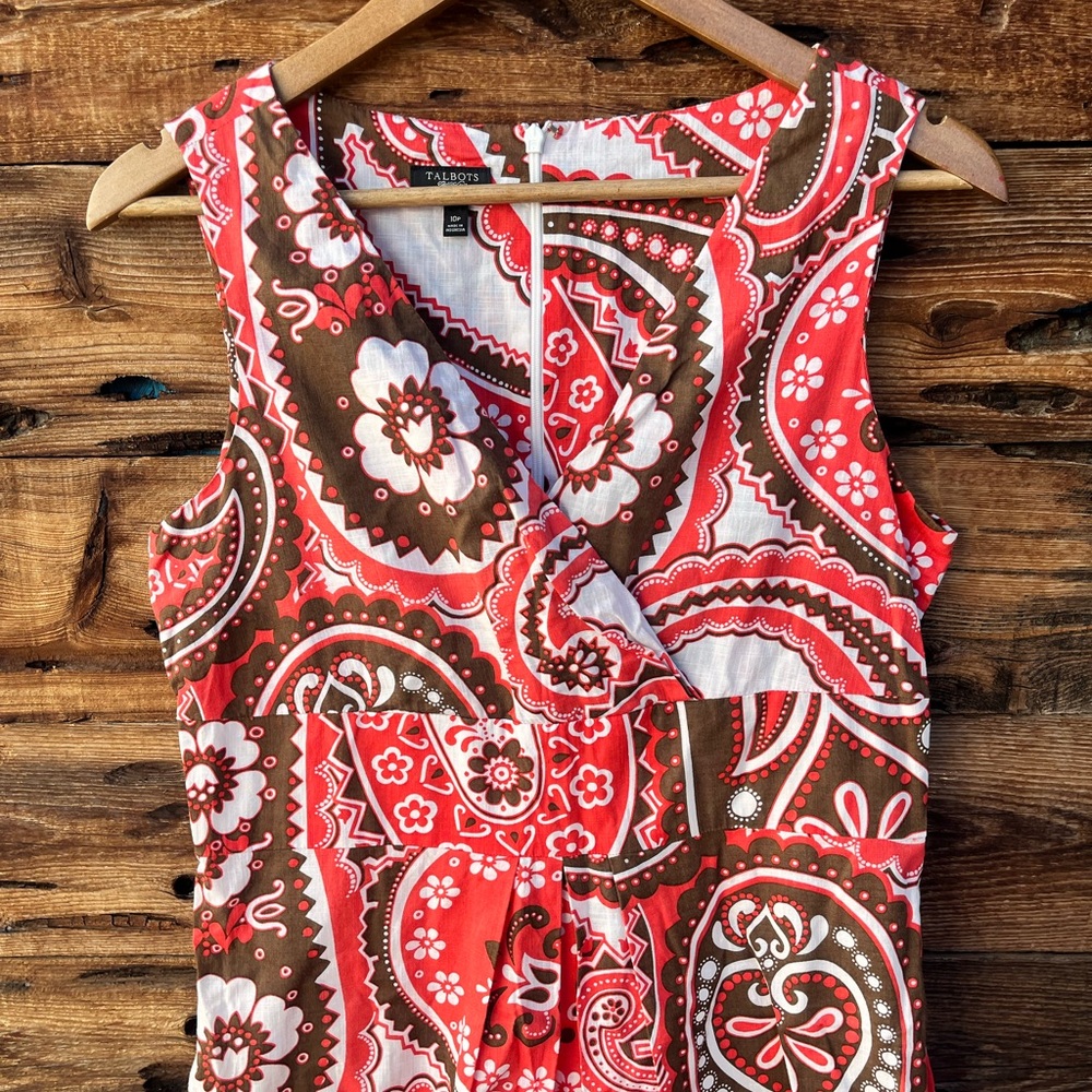 TALBOTS | Paisley Print Sleeveless Dress 10P - Picture 2 of 6